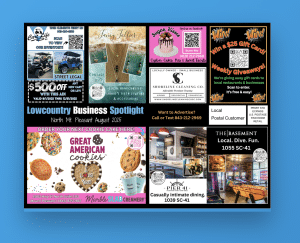 Lowcountry business spotlight mailer with bussinesses listed on it.